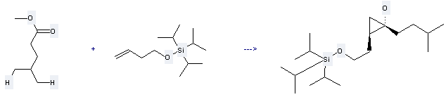 Pentanoic acid,4-methyl-, methyl ester can be used to produce 1-(3-methyl-butyl)-2-(2-triisopropylsilanyloxy-ethyl)-cyclopropanol at the ambient temperature